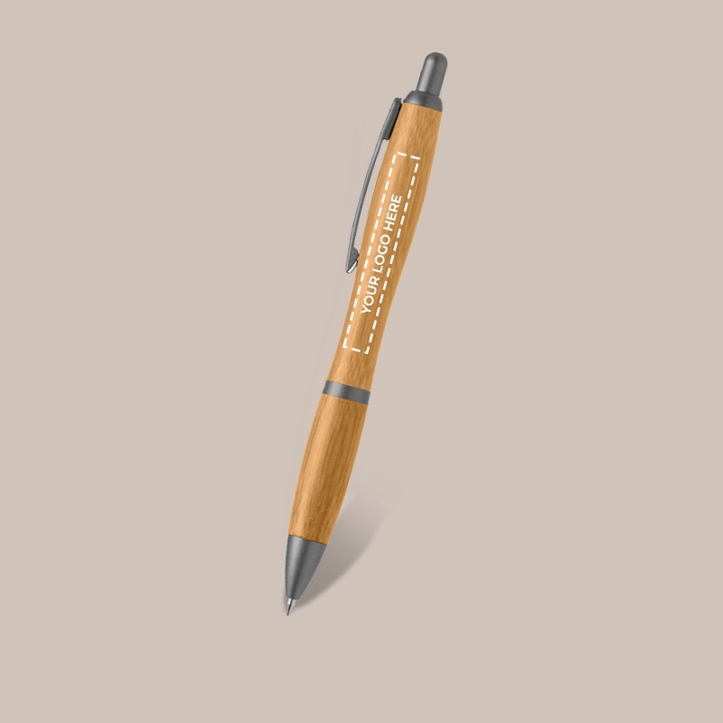 Leven Bamboo Gunmetal Trim Pen